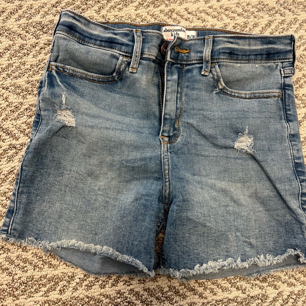 Abercrombie kids high rise denim shorts